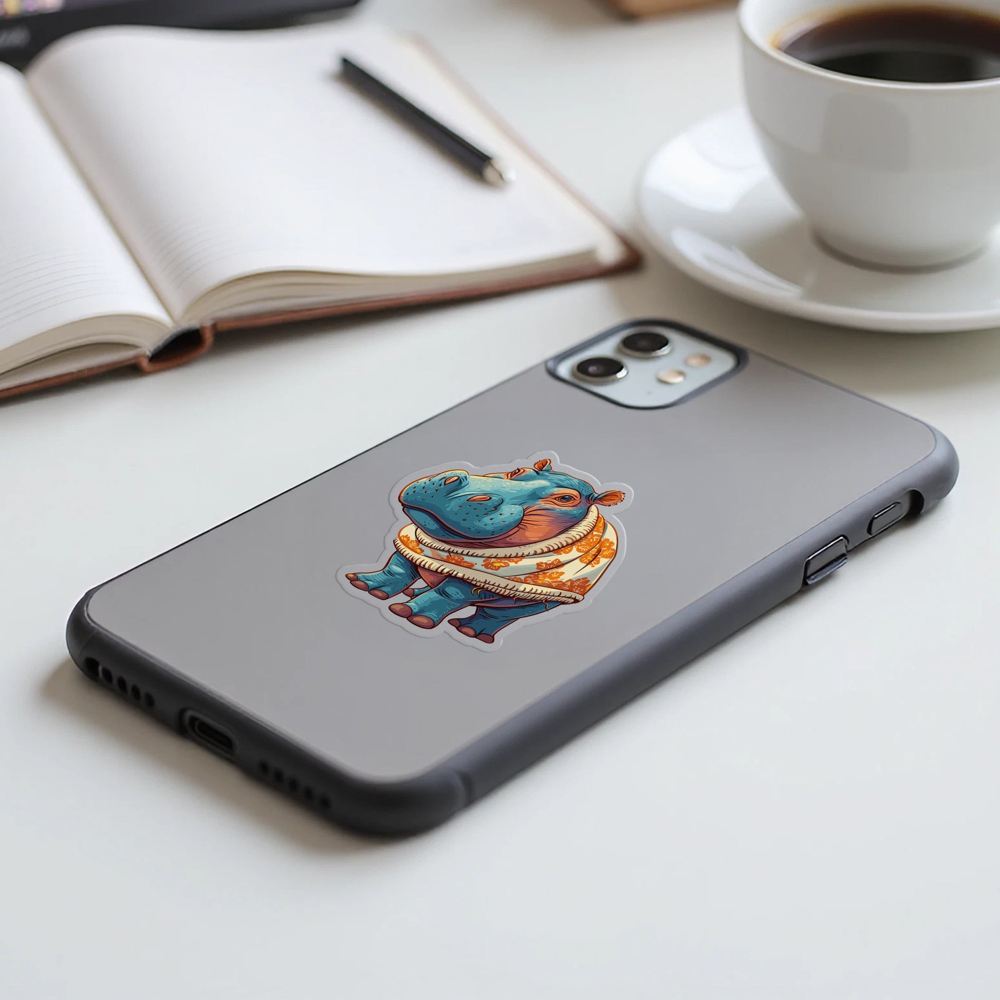 Adorable Cartoon Hippo Printed Phone Case product