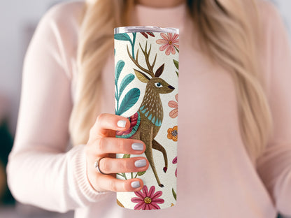 Colorful Floral Deer Print Tumbler Insulated Drinkware product