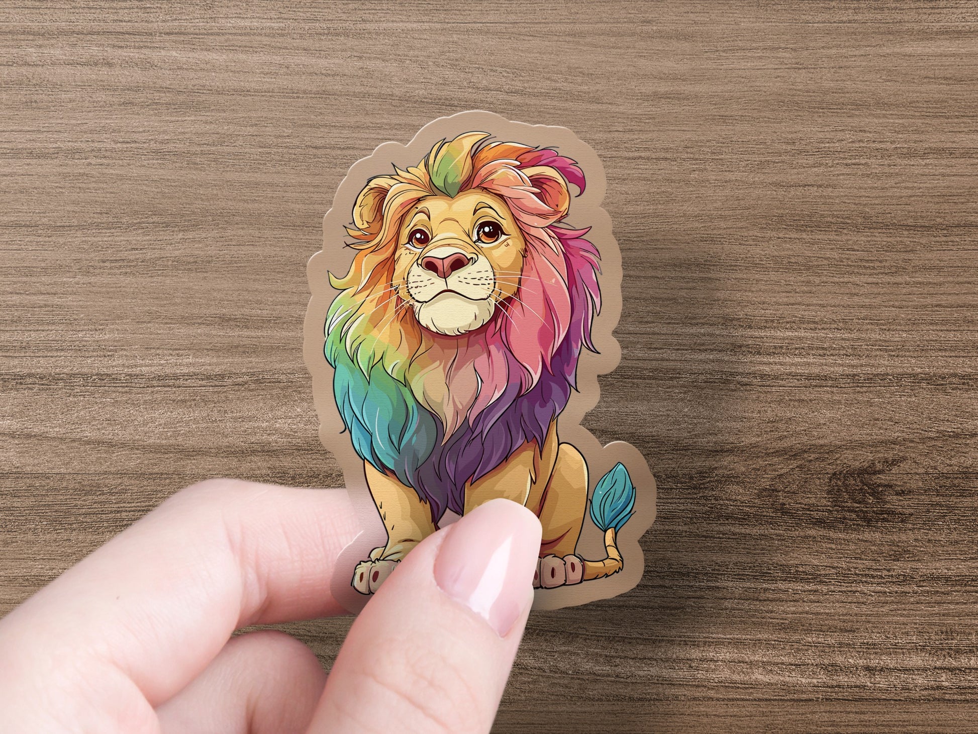 Colorful Rainbow Mane Lion Sticker product type