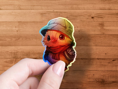 Cute Cartoon Bird Wearing Hat and Scarf Sticker product type