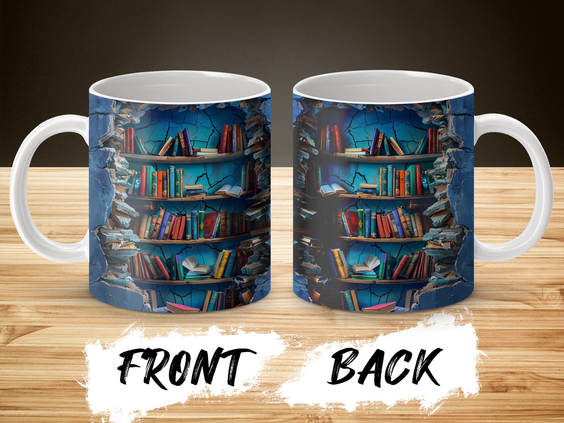 3D Bookshelf Design Coffee Mug, Unique Library Cup, Ideal Gift for Book Lovers, Reading Themed Mug