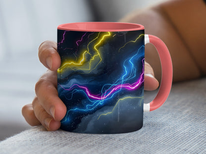 Vibrant Neon Lightning Design Mug for a Unique product type