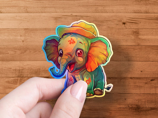 Vibrant Whimsical Elephant Sticker Art Design product type