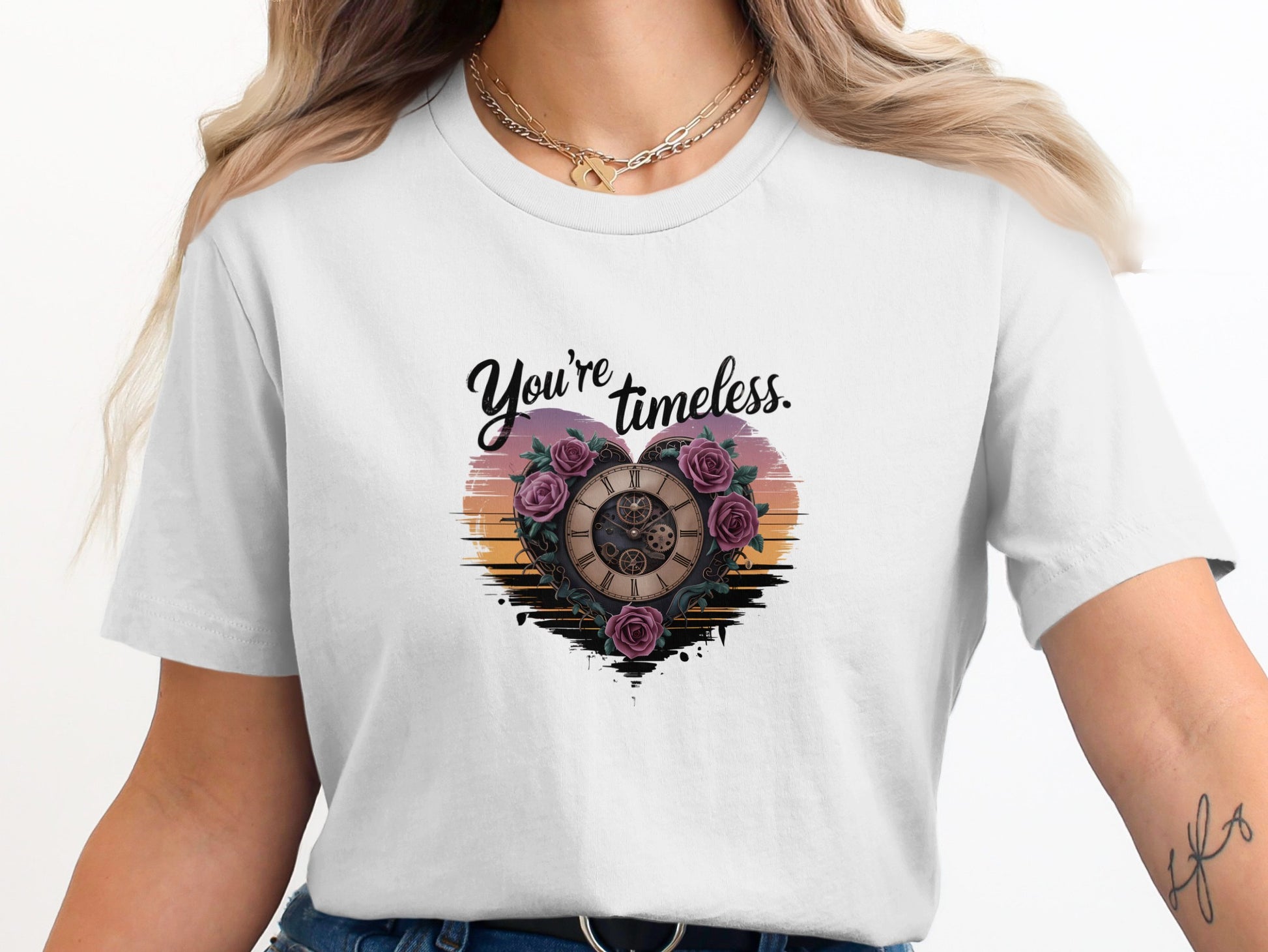 You're Timeless Heart and Clock Graphic T-shirt product