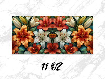 Beautiful Floral Coffee Mug 11 oz, Vibrant Lily Flower Design, Perfect Gift for Nature Lovers
