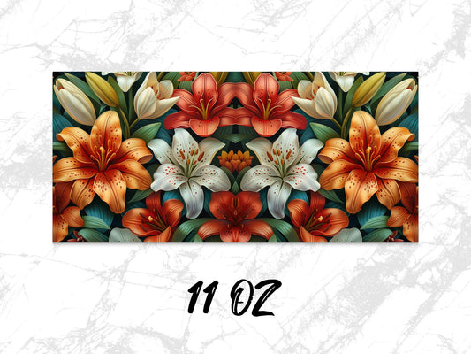 Beautiful Floral Coffee Mug 11 oz, Vibrant Lily Flower Design, Perfect Gift for Nature Lovers