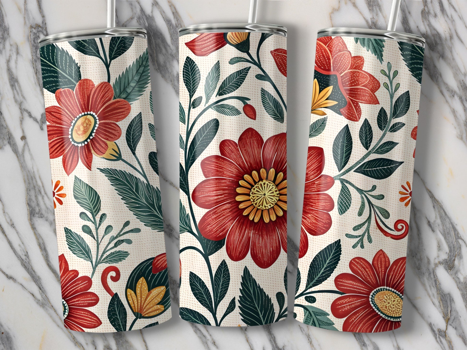 Vibrant Floral Patterned Insulated Tumbler product