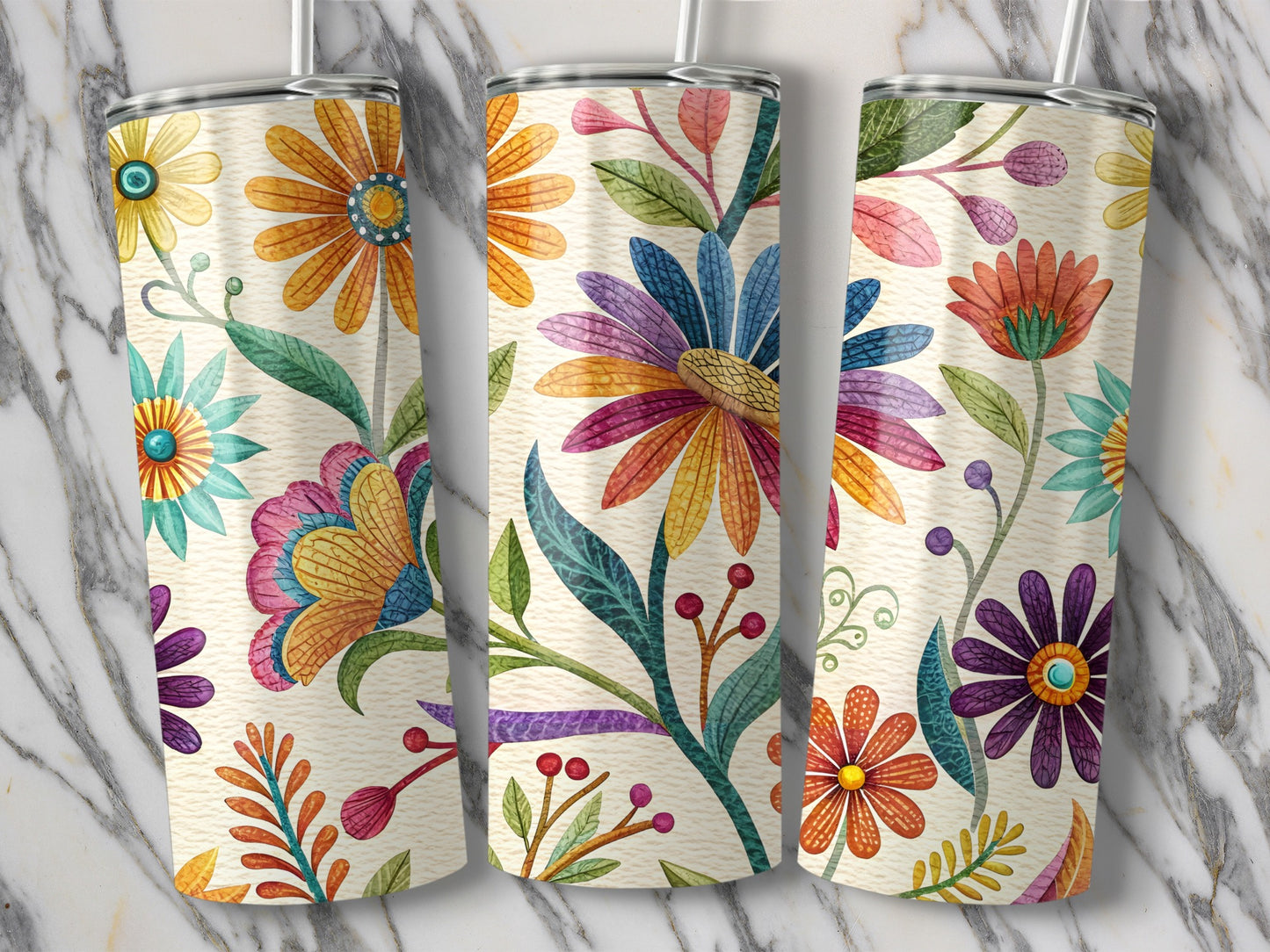 Floral and Vibrant Pattern Insulated Tumblers product
