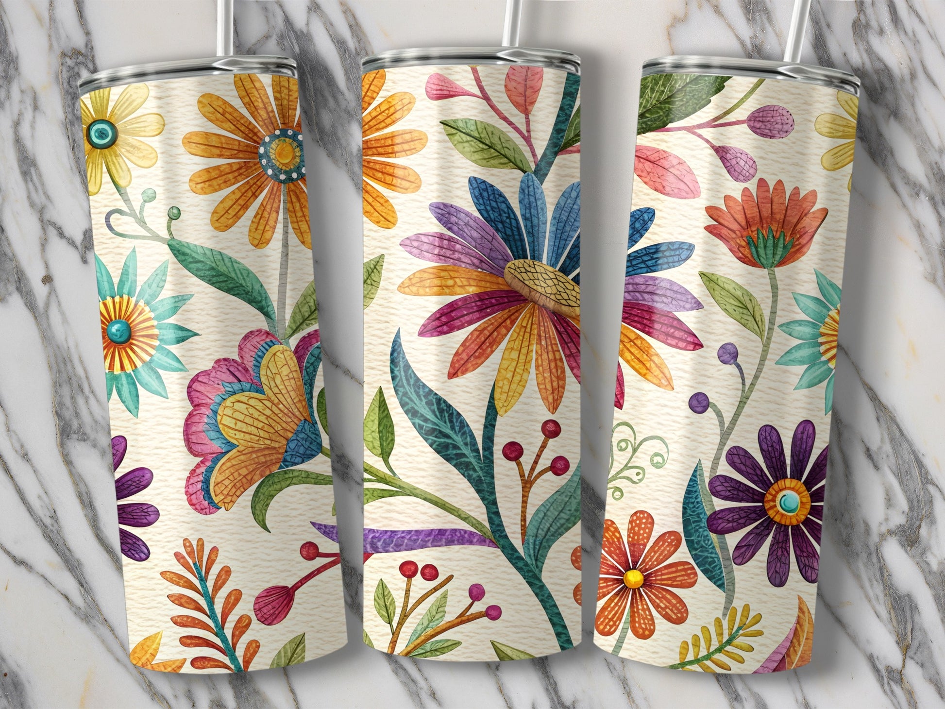 Floral and Vibrant Pattern Insulated Tumblers product