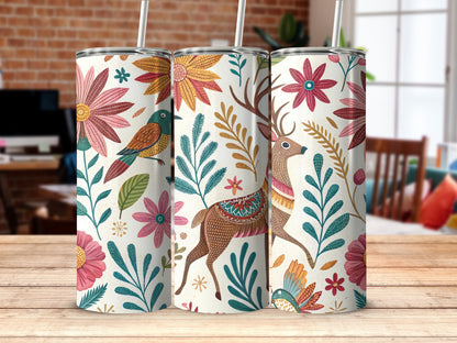 Colorful Floral Wildlife Design Insulated Tumbler product type