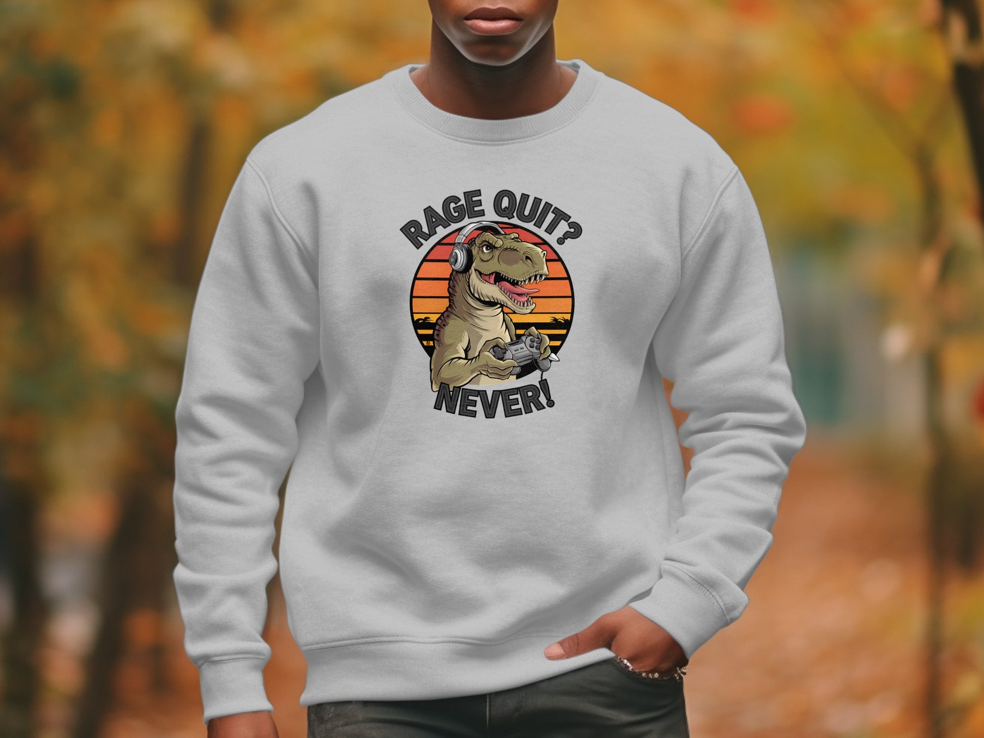 Rage Quit Never Dinosaur Gaming Sweatshirt product