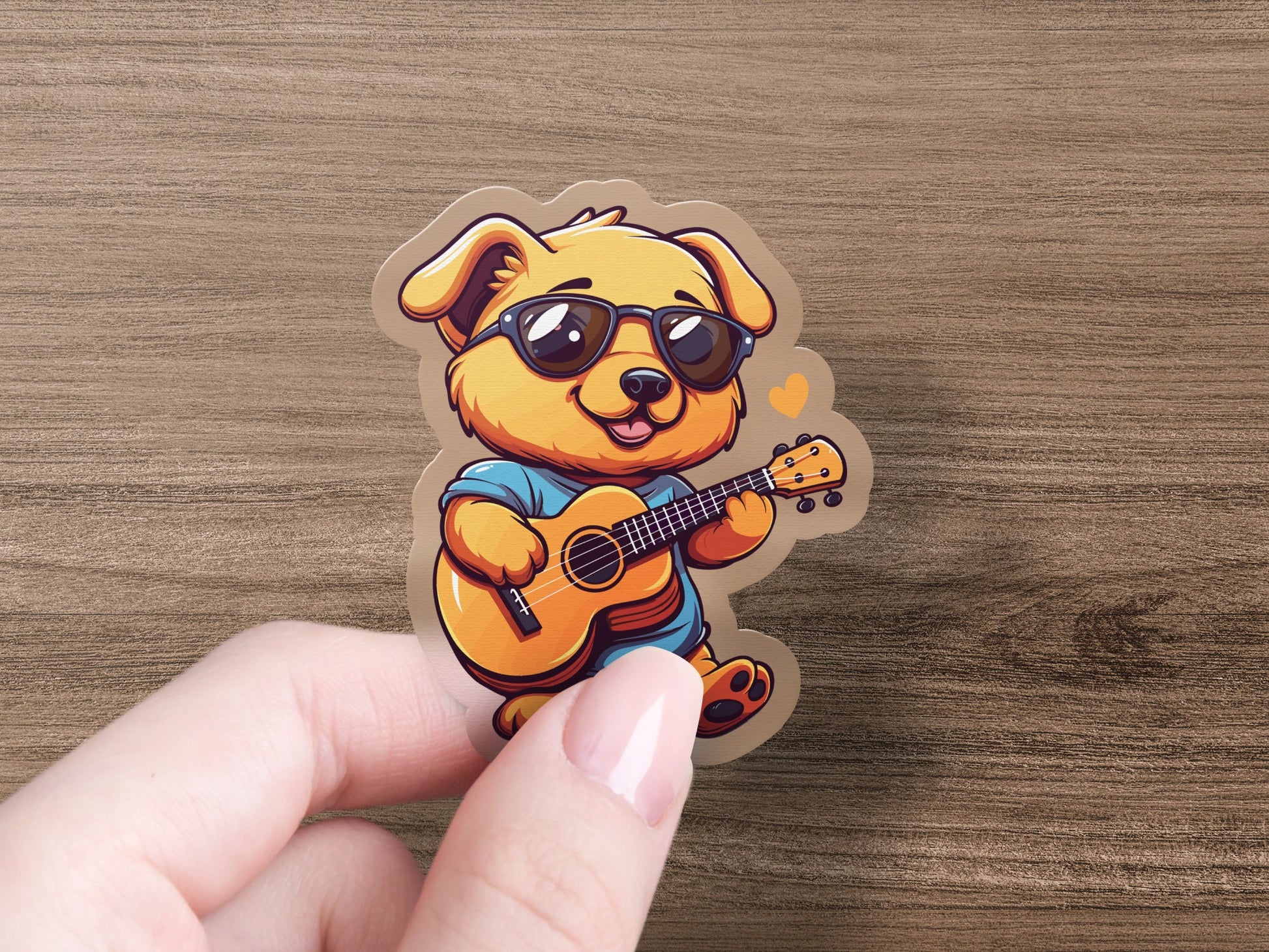 Cute Dog Playing Guitar Sticker Adorable Sticker product