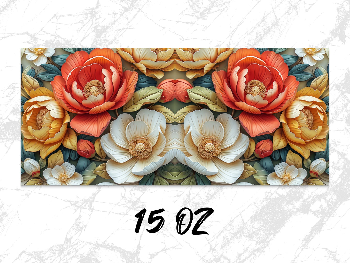 Floral Wall Art Print, Vibrant Red and White Flowers, Home Decor, 15 Oz Canvas, Modern Artwork for Living Room or Bedroom