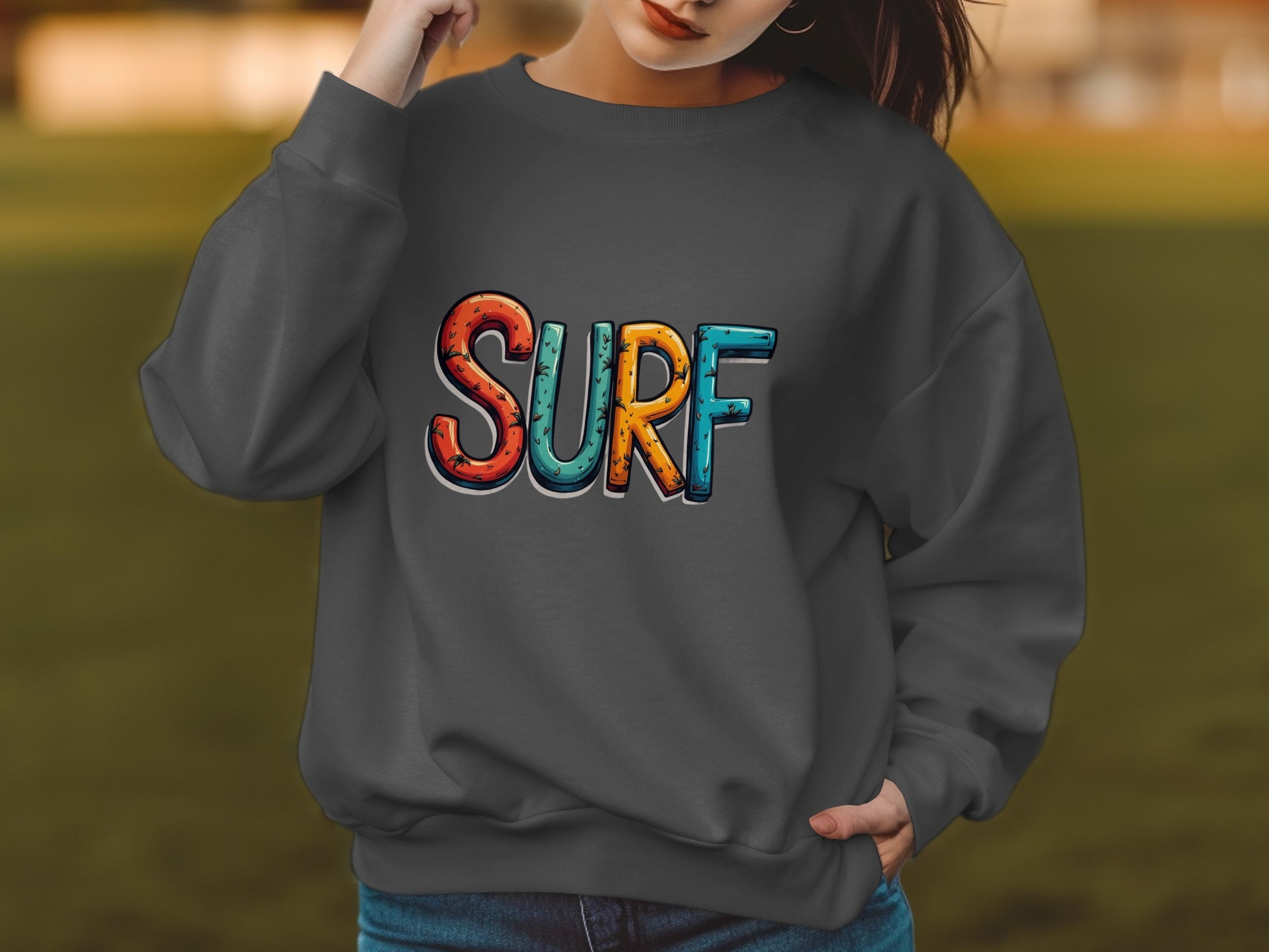 Colorful Surf Design Oversized Sweatshirt product