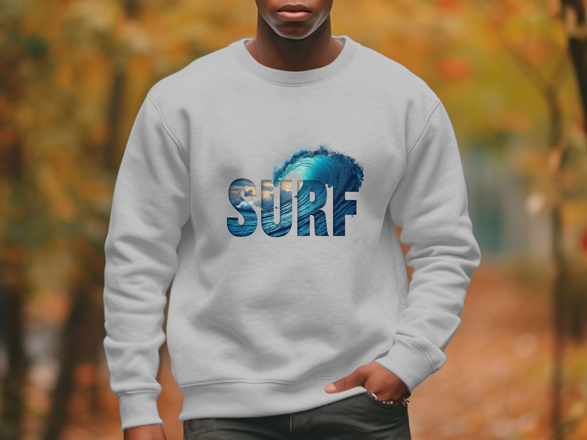 Stylish Surf Wave Design Sweatshirt product