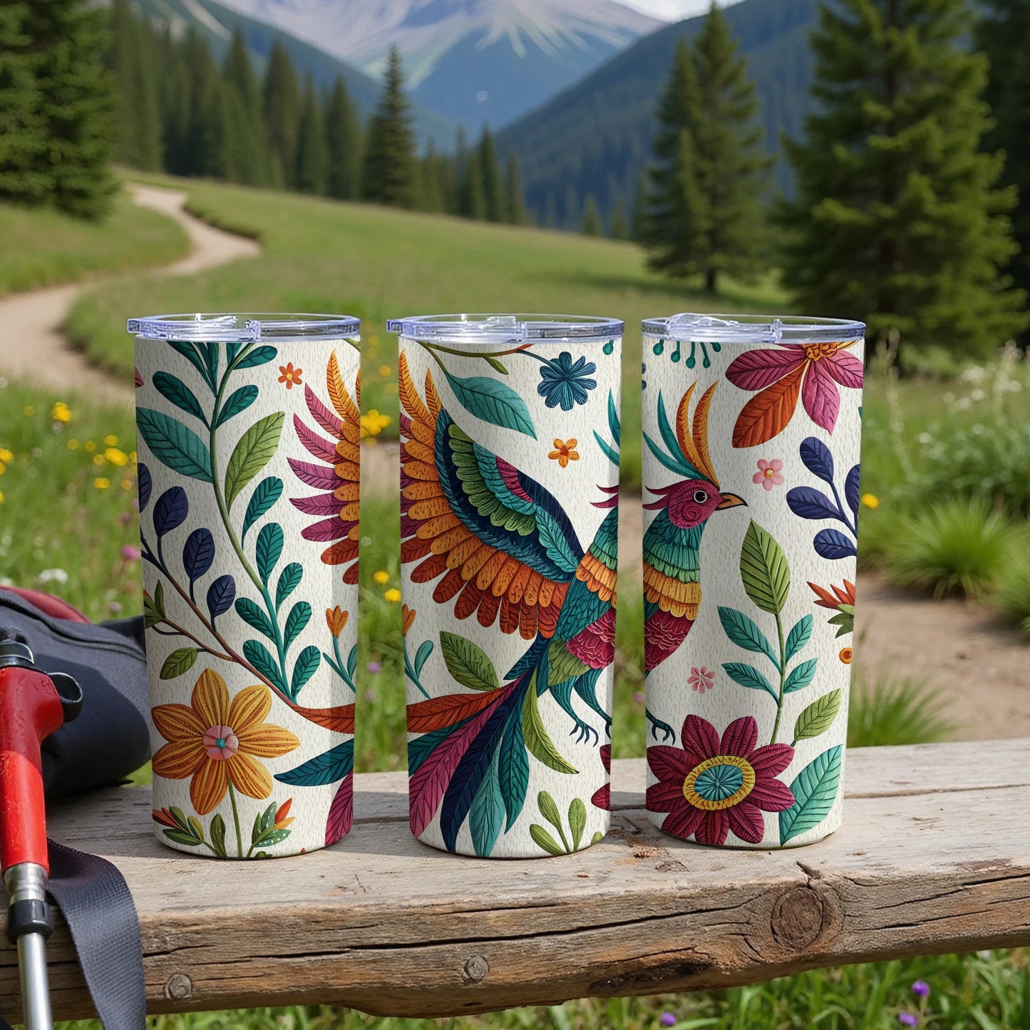 Colorful Floral and Bird Design Tumblers product type