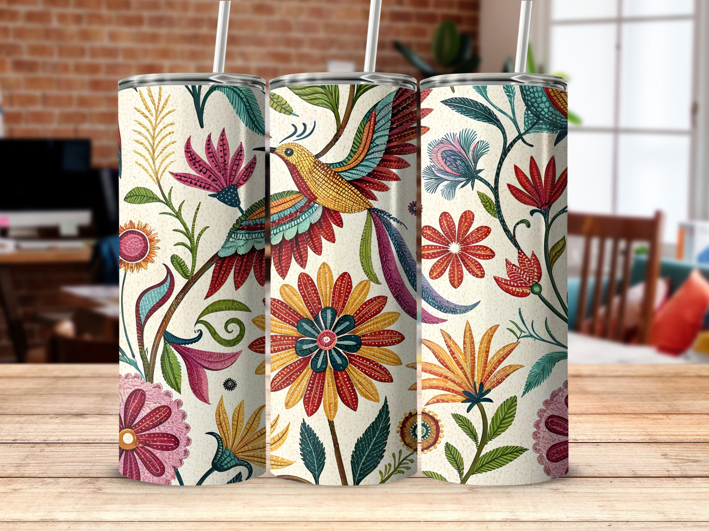 Vibrant Floral Design Insulated Tumbler Product