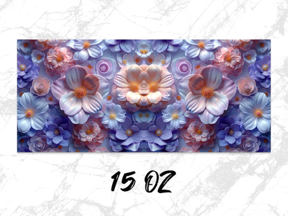 Floral Canvas Print, Abstract Purple and Orange Flowers Wall Art, 15 OZ, Home Decor