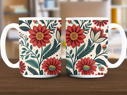 Intricate Floral Design on Tall Ceramic Mug product type