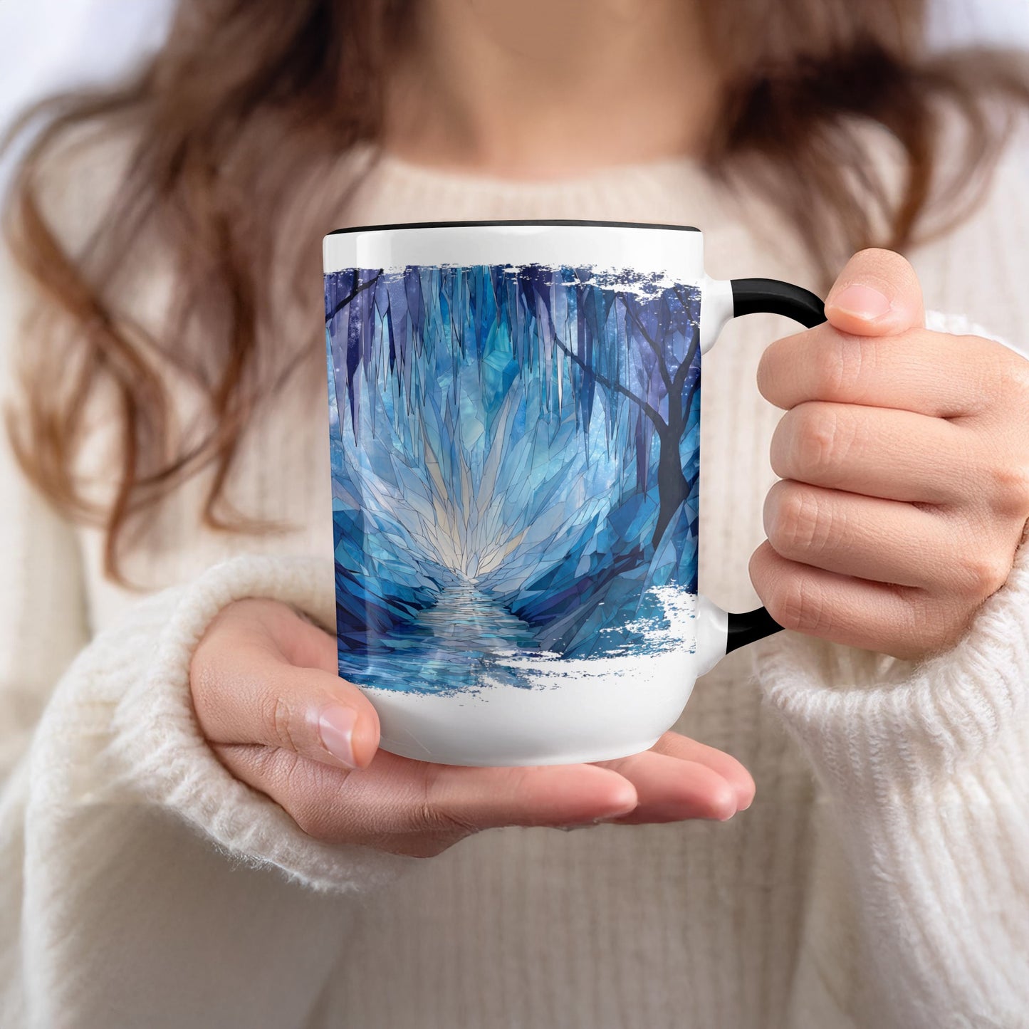 Enchanting Ice Cavern Forest Scene Coffee Mug product