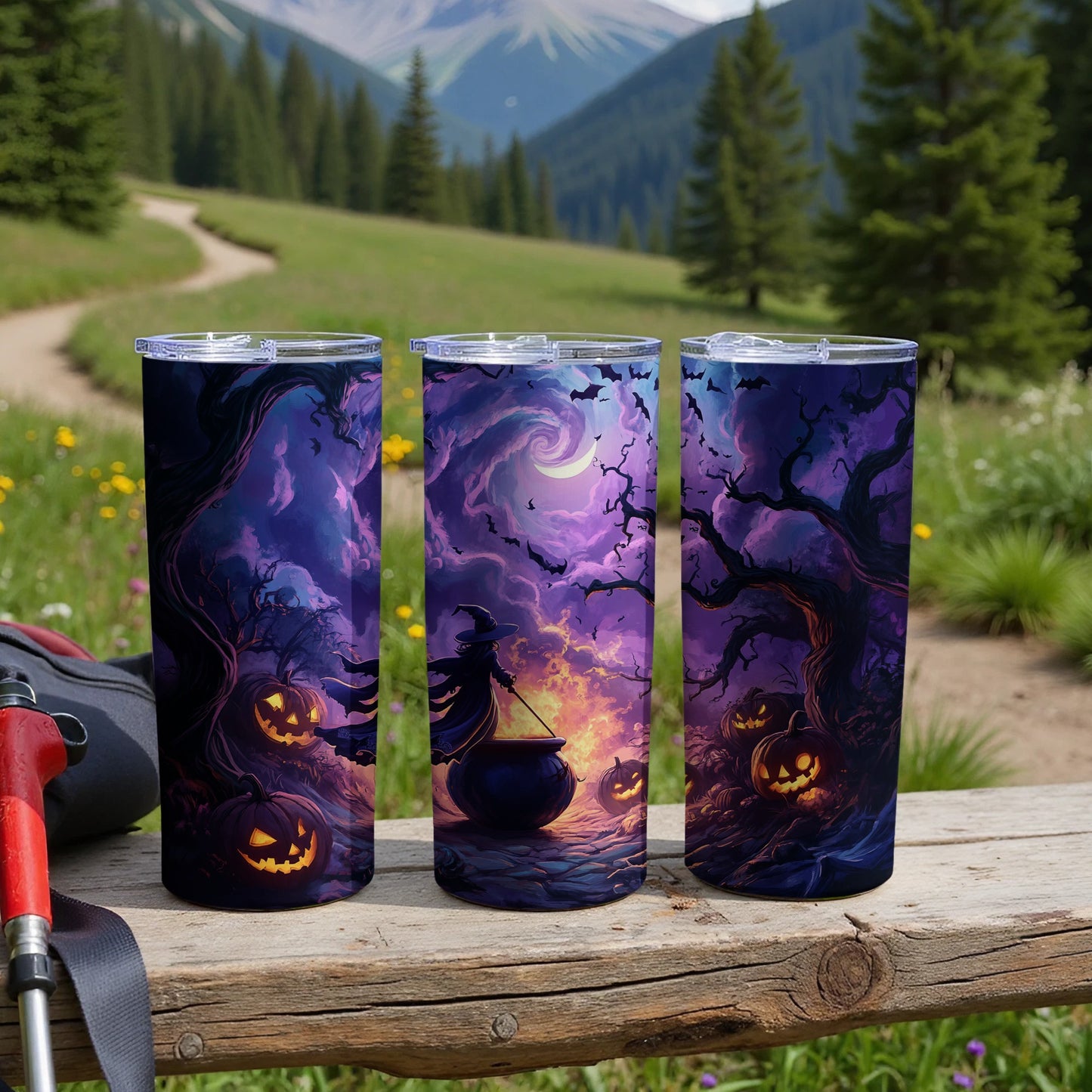 Halloween Themed Witch and Pumpkins Tumbler product
