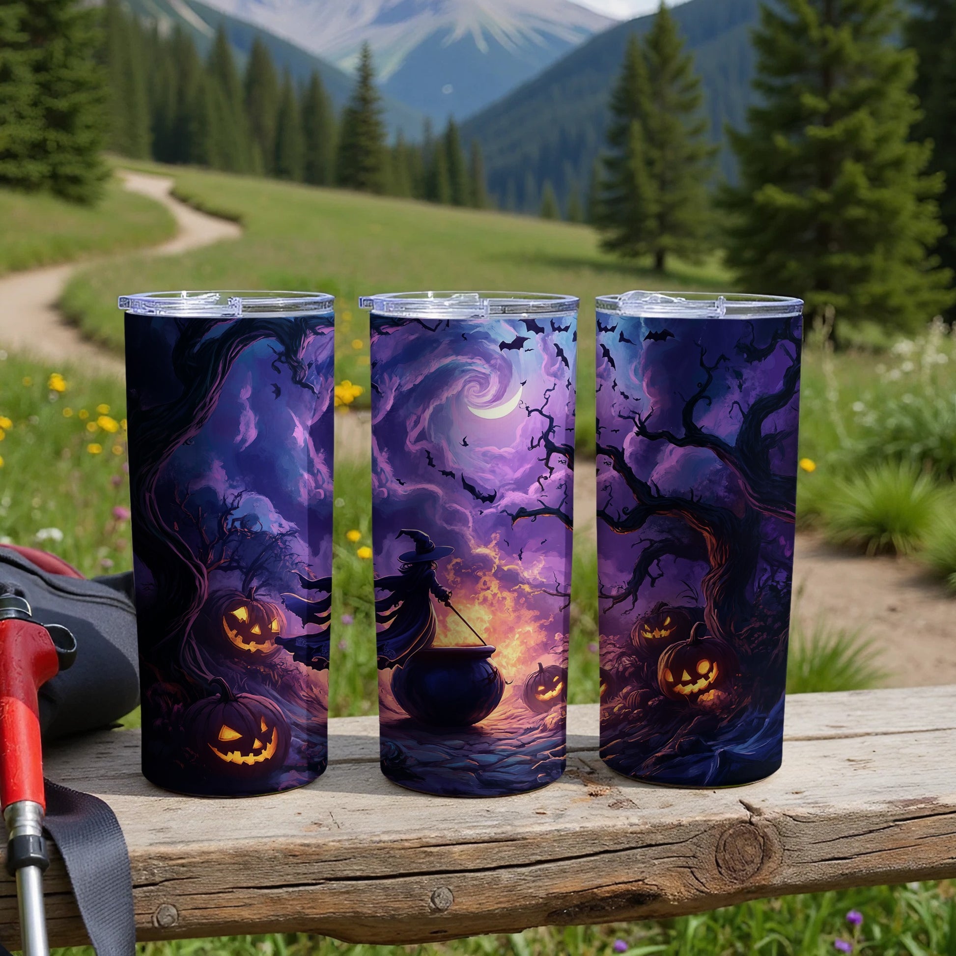 Halloween Themed Witch and Pumpkins Tumbler product