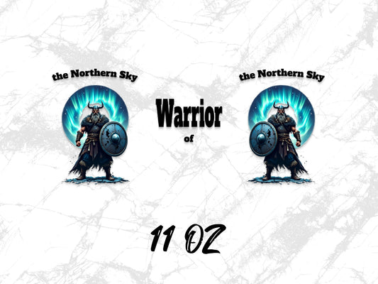 Warrior of the Northern Sky Coffee Mug, Fantasy Viking Warrior, 11 oz Custom Art Print Mug, Unique Gift