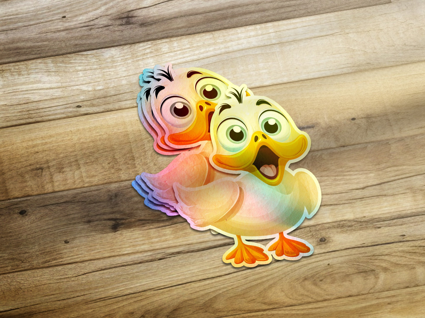 Cute Colorful Double Duck Cartoon Sticker product