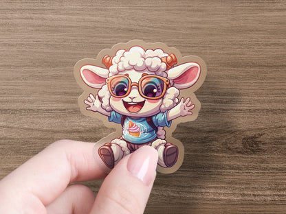 Adorable Lamb Cartoon Sticker with Sunglasses product type