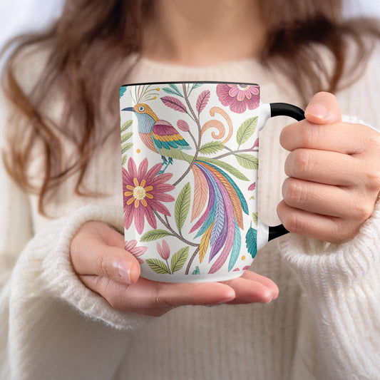 Colorful Floral Bird Design Ceramic Mug product