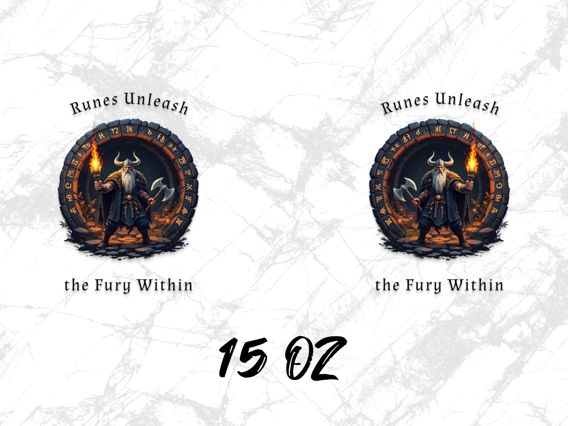 Viking Warrior Runes Unleash Fury Within Fantasy Art Poster, Norse Mythology Wall Decor, 15 Oz