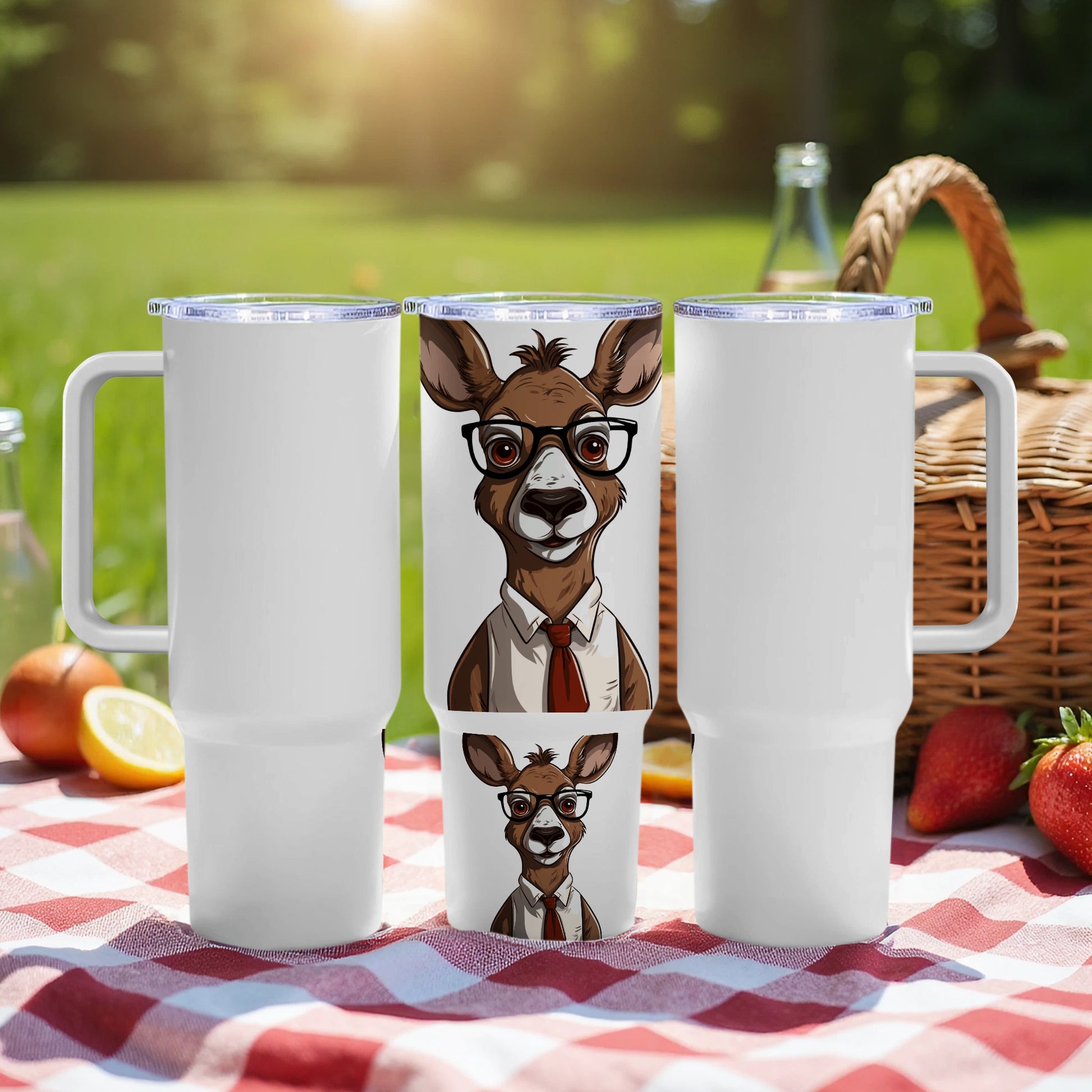 Novelty Deer Graphic Tumbler, Insulated Drinkware with Animal Design, Unique Gift for Nature Lovers, Perfect for Picnics and Outdoor Events