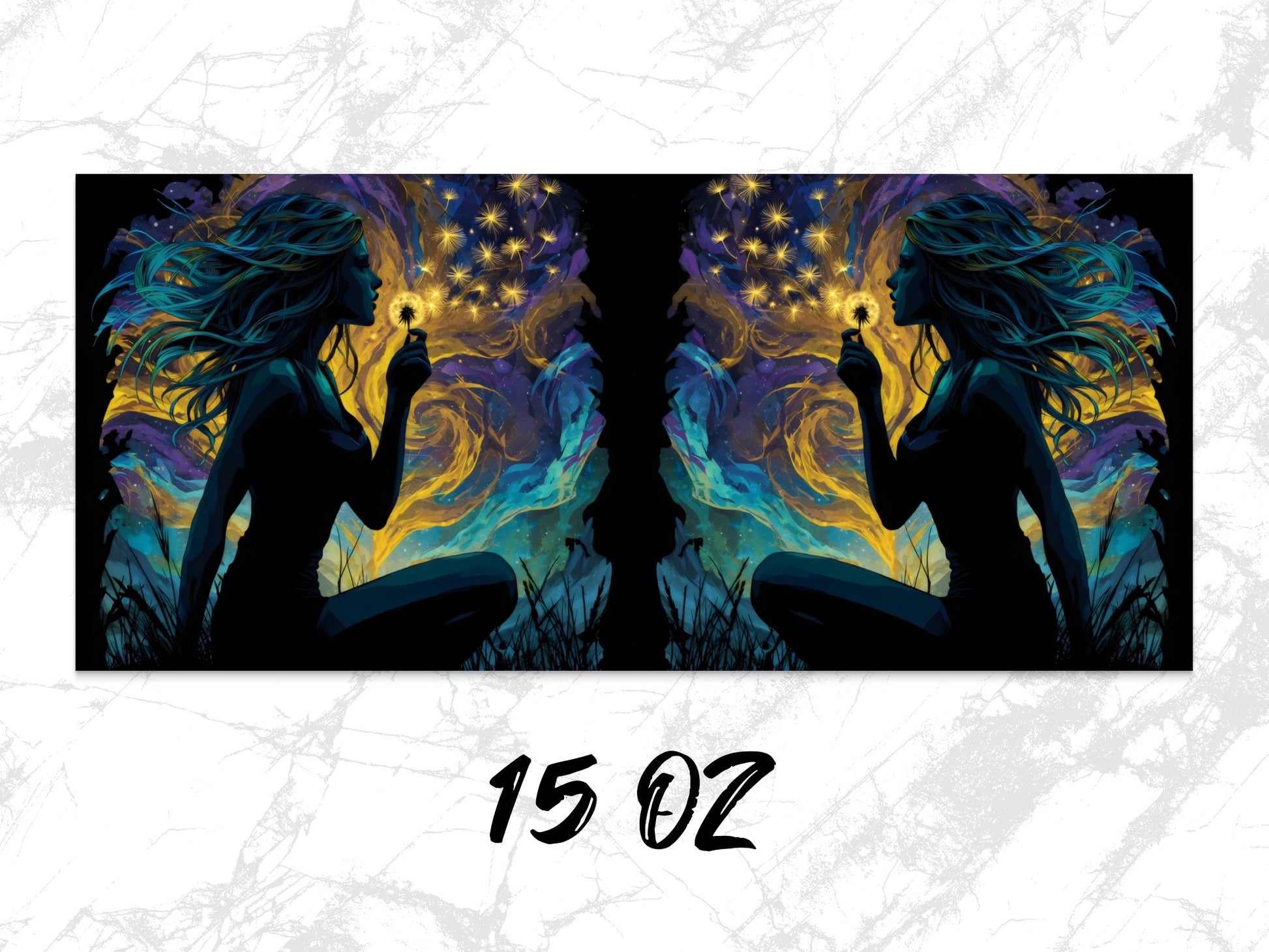 Mystical Art Canvas Print, Fantasy Woman with Stars, Cosmic Energy Wall Art, Vibrant Home Decor, 15 Oz