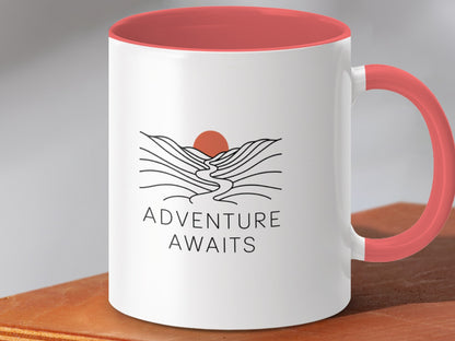 Adventure Awaits Red and White Mug product