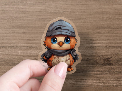 Adorable Owl Wearing Hat and Scarf Sticker product type