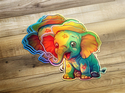 Cute Colorful Cartoon Elephant Sticker product