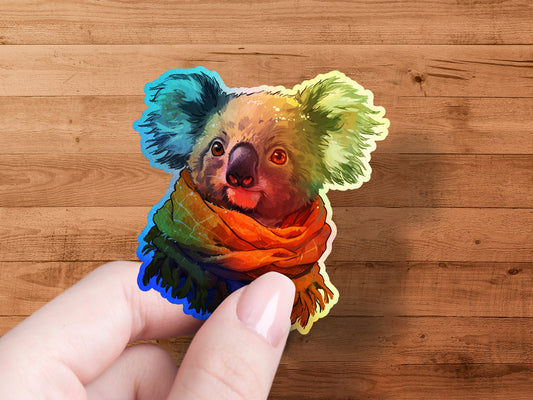 Vibrant Koala Sticker with Colorful Scarf product type