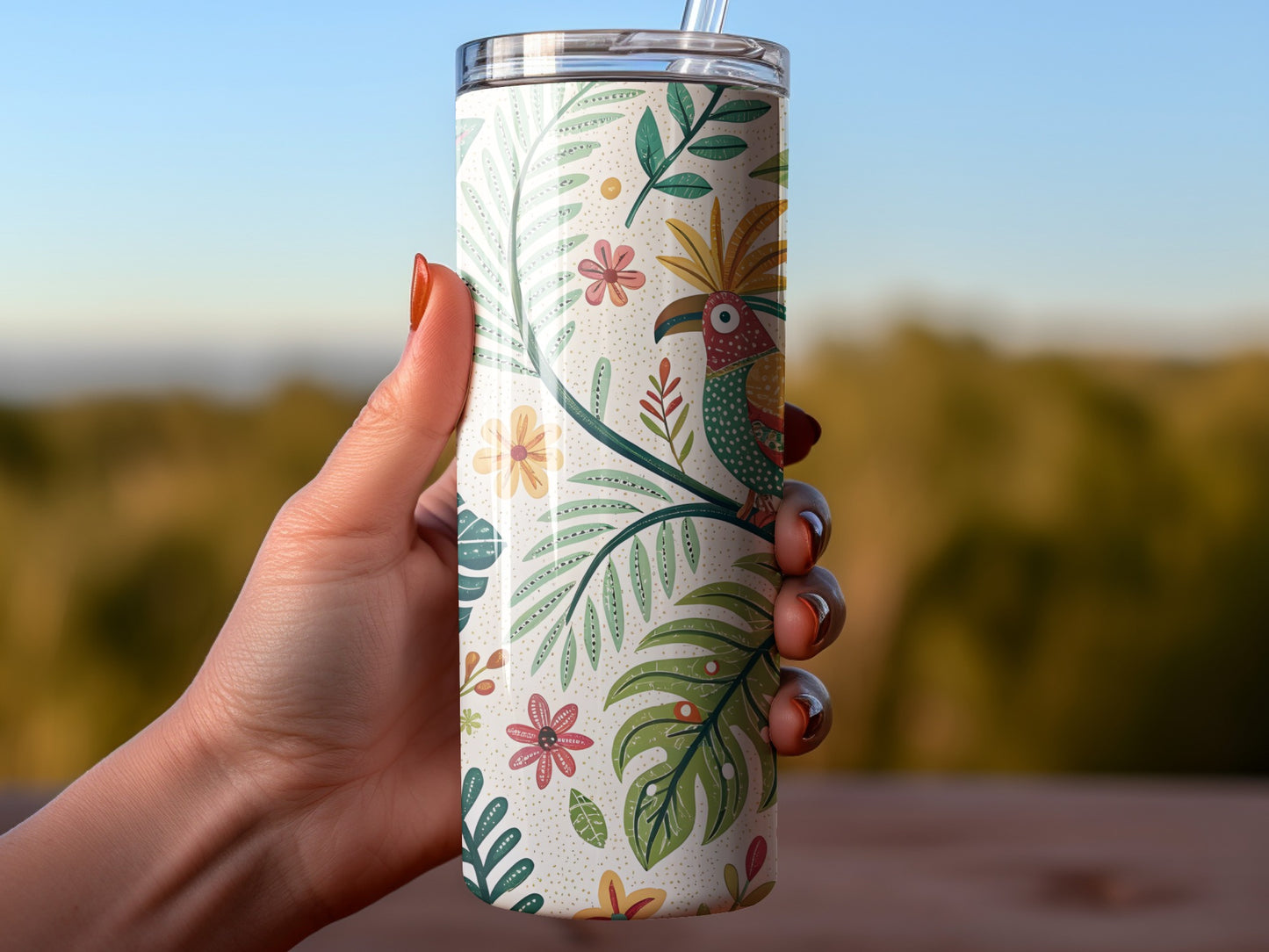 Tropical Bird Design White Background Tumbler product