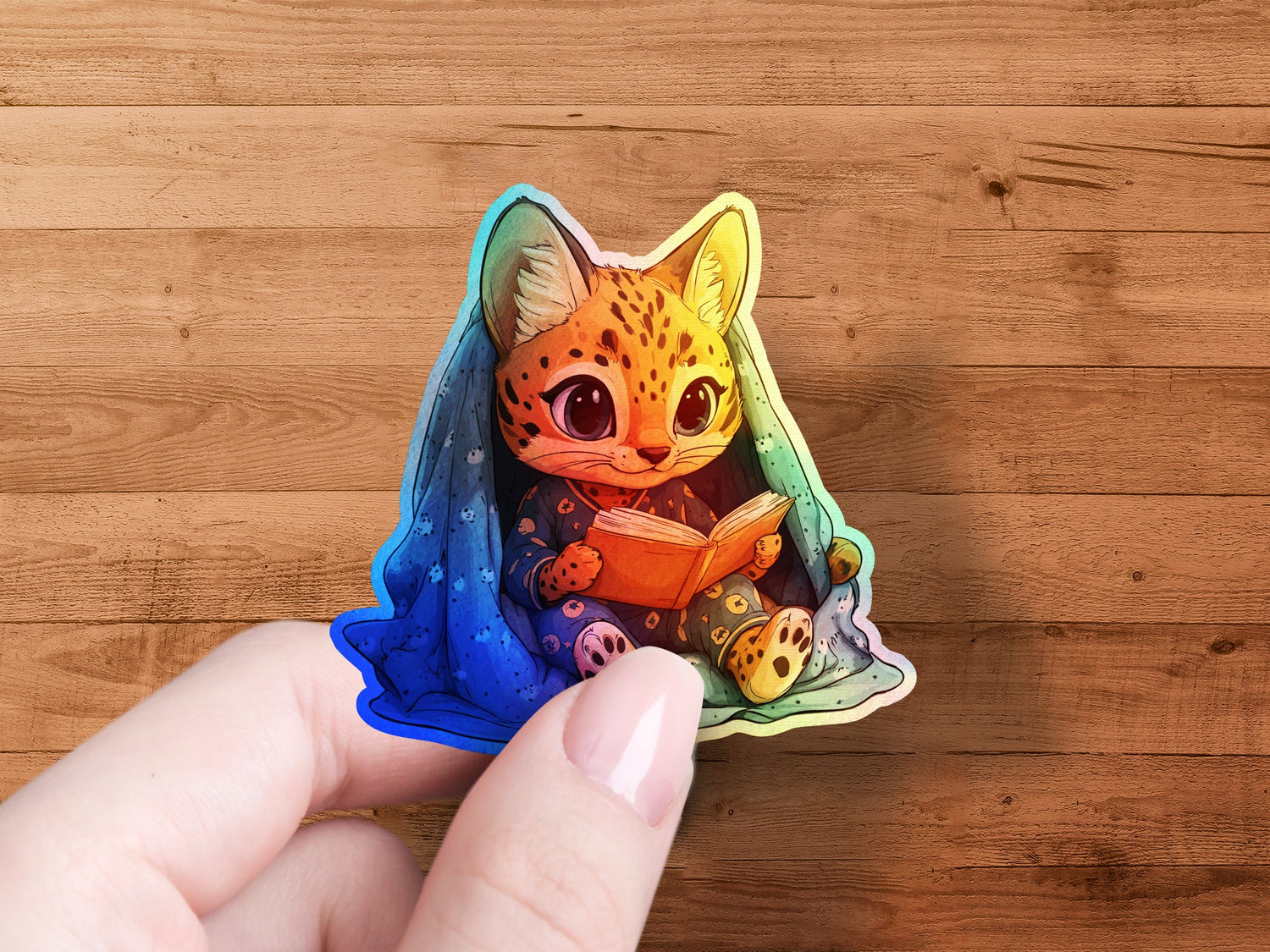 Adorable Cheetah Reading a Book Sticker product type