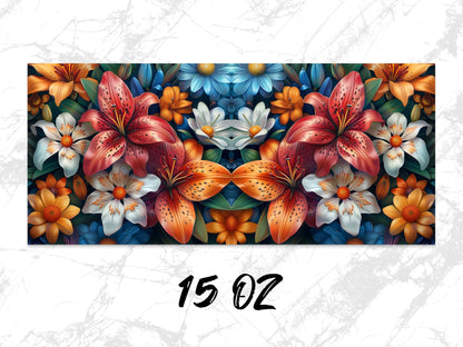 Colorful Floral Mouse Pad, Vibrant Lily and Daisy Design, Large Desk Mat, 15 oz, Home Office Decor, Unique Gift Idea