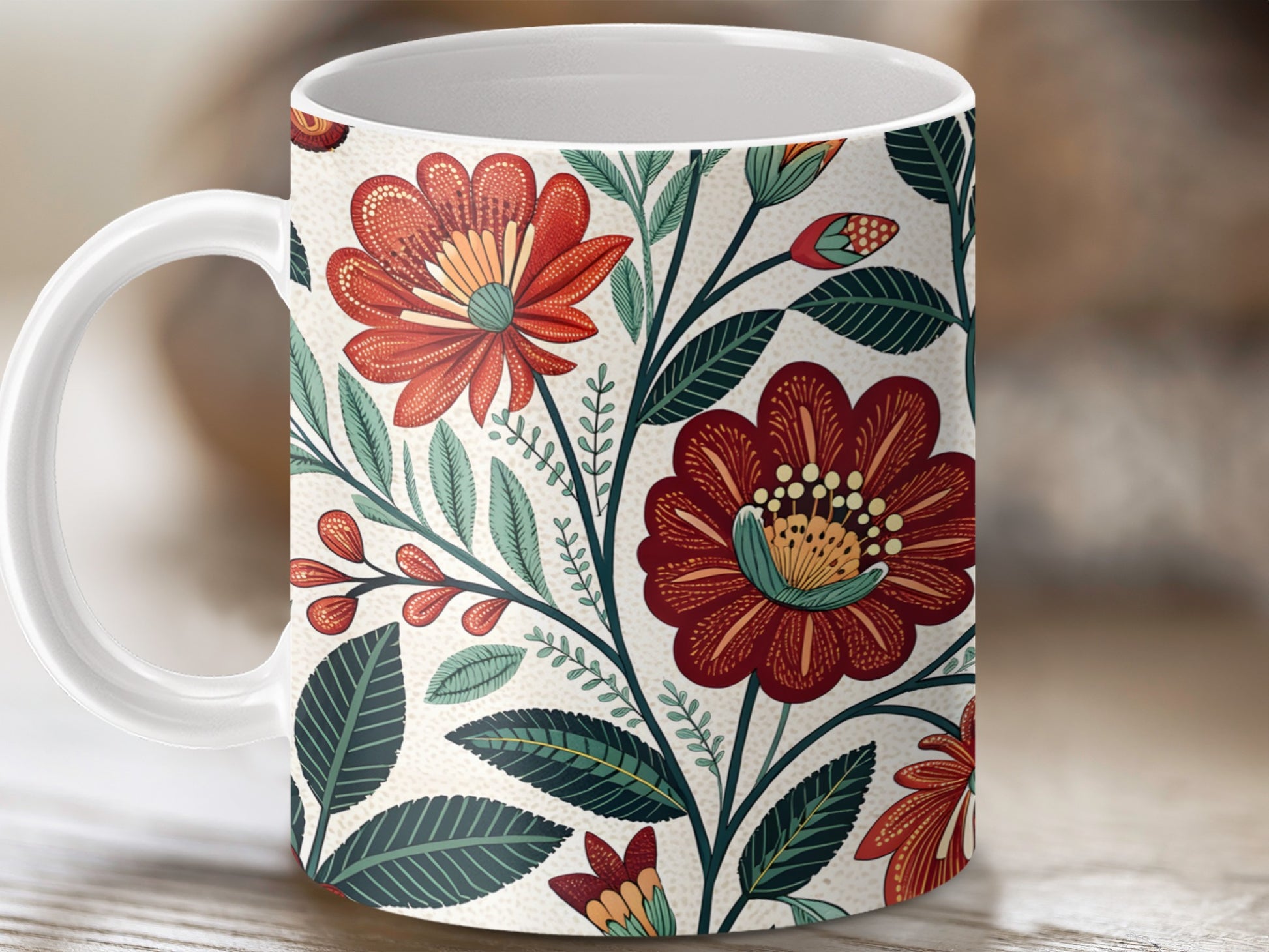 Vibrant Botanical Floral Art On Coffee Mug product