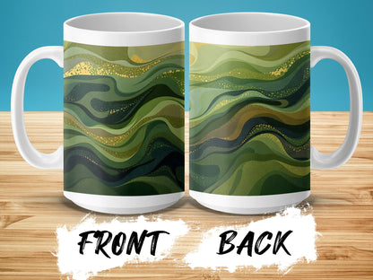 Elegant Green Waves Pattern Design Mug product