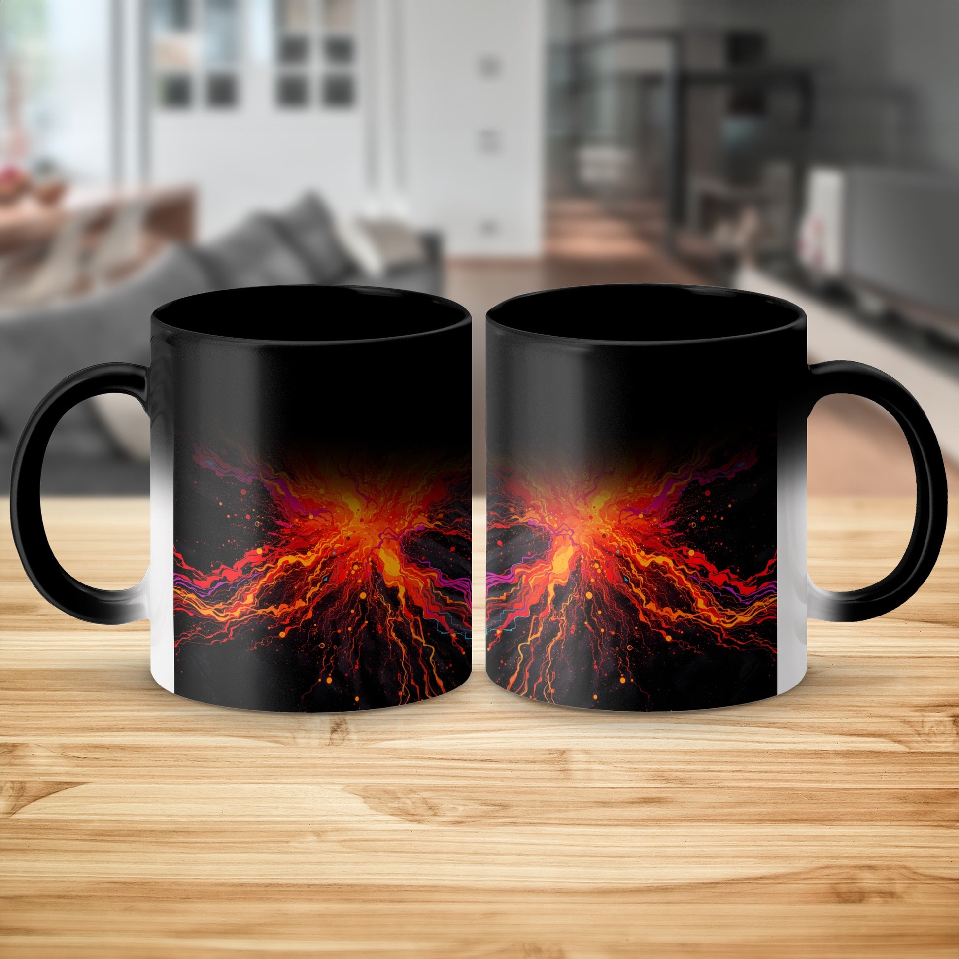 Vibrant Abstract Art Design Black Ceramic Mug product