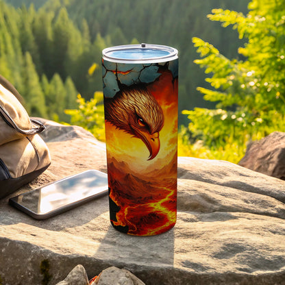 Striking Fiery Eagle with Volcanic Landscape Tumbler product