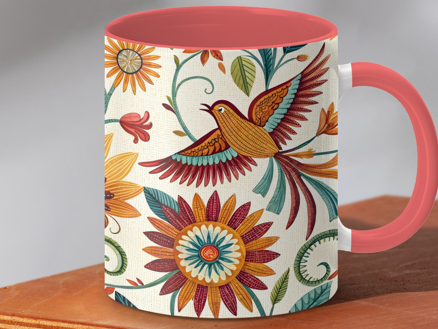 Vibrant Floral Bird Design Coffee Mug product type