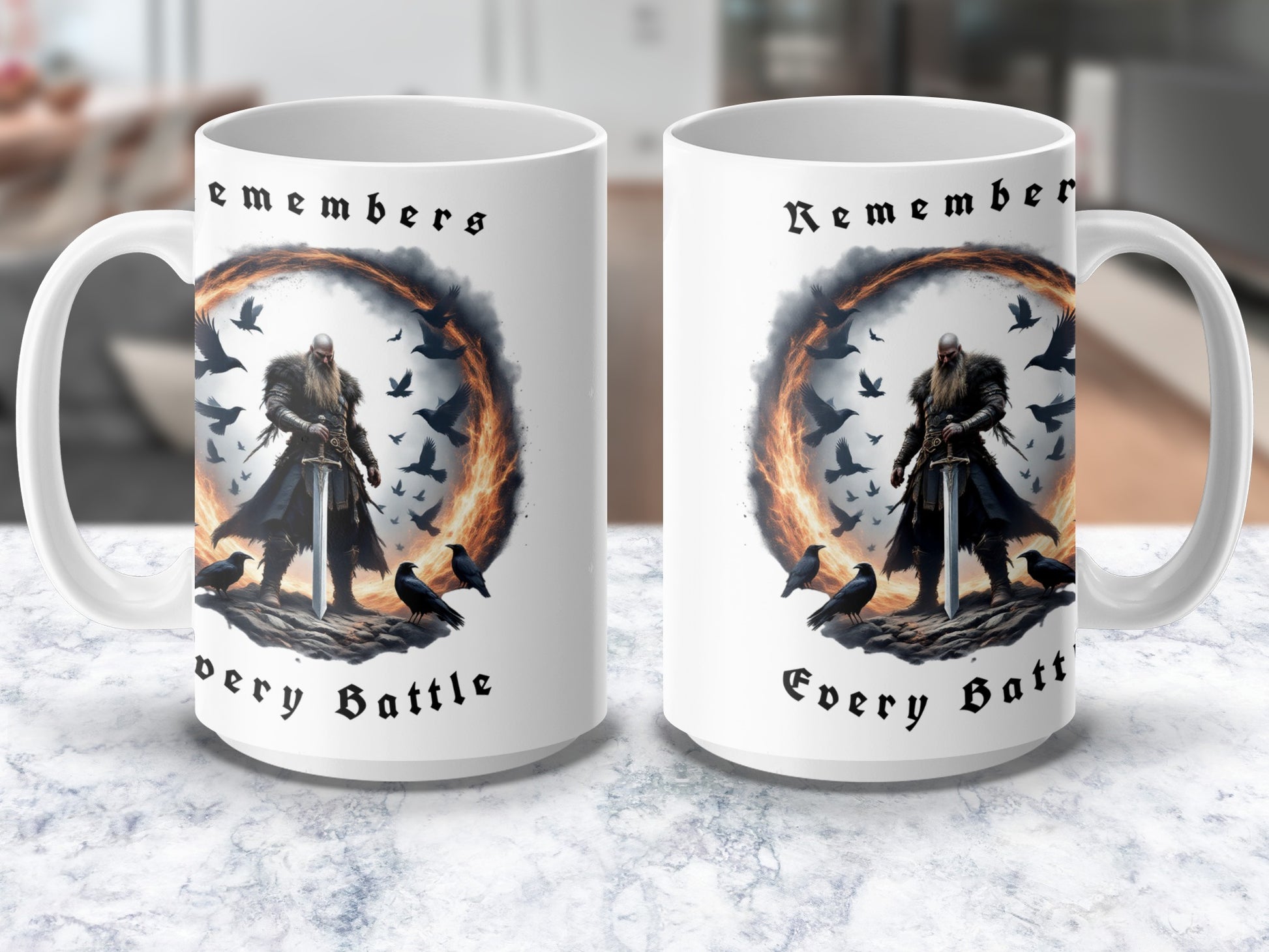 Viking Warrior Coffee Mug, Norse Mythology Inspired, Unique Gift, Remember Every Battle, Ceramic Mug