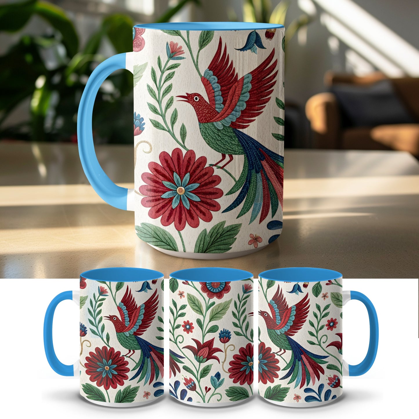 Colorful Floral Bird Print Design Coffee Mug product type