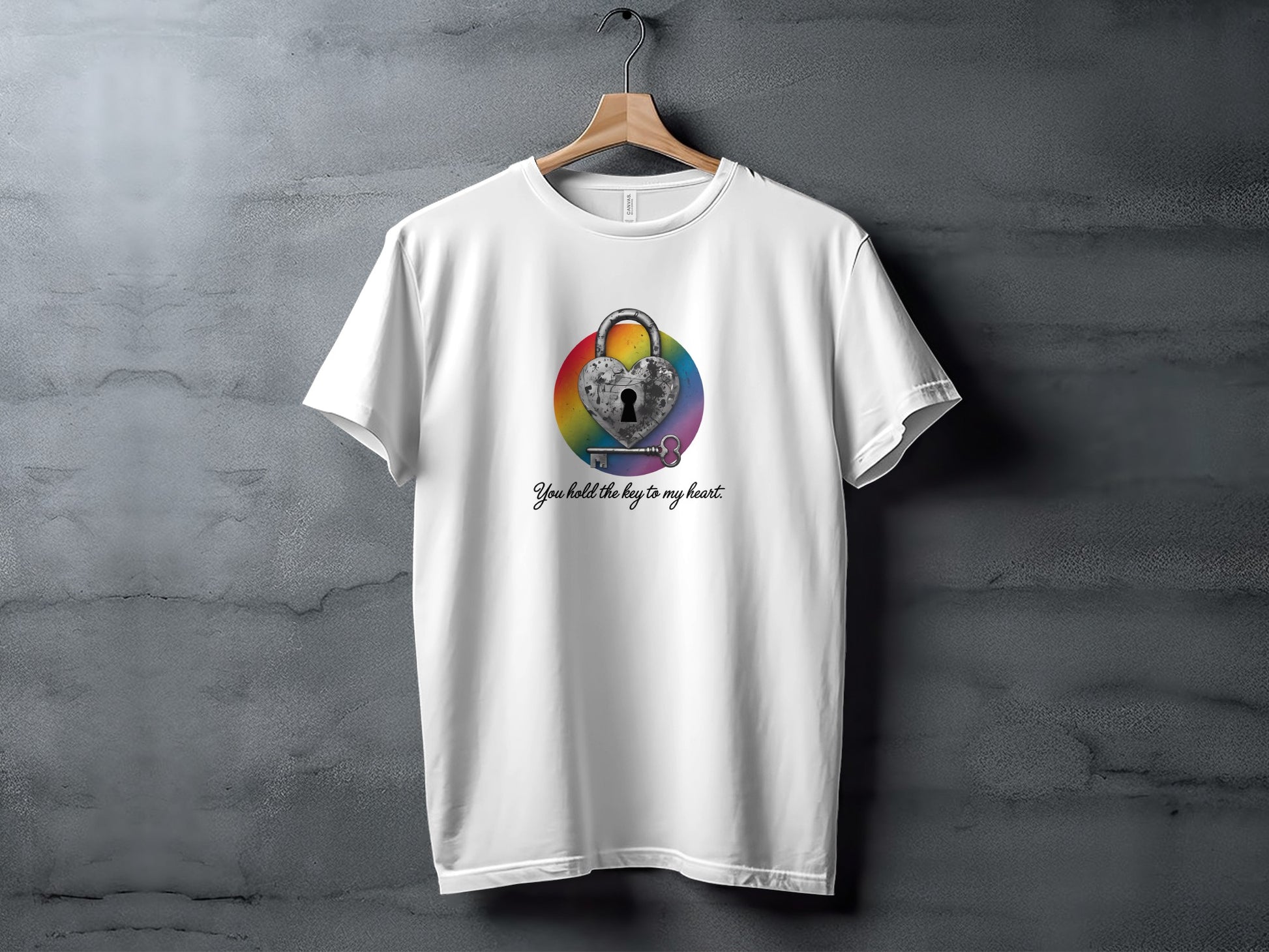 Heart and Key Rainbow Lock Graphic T-shirt product type