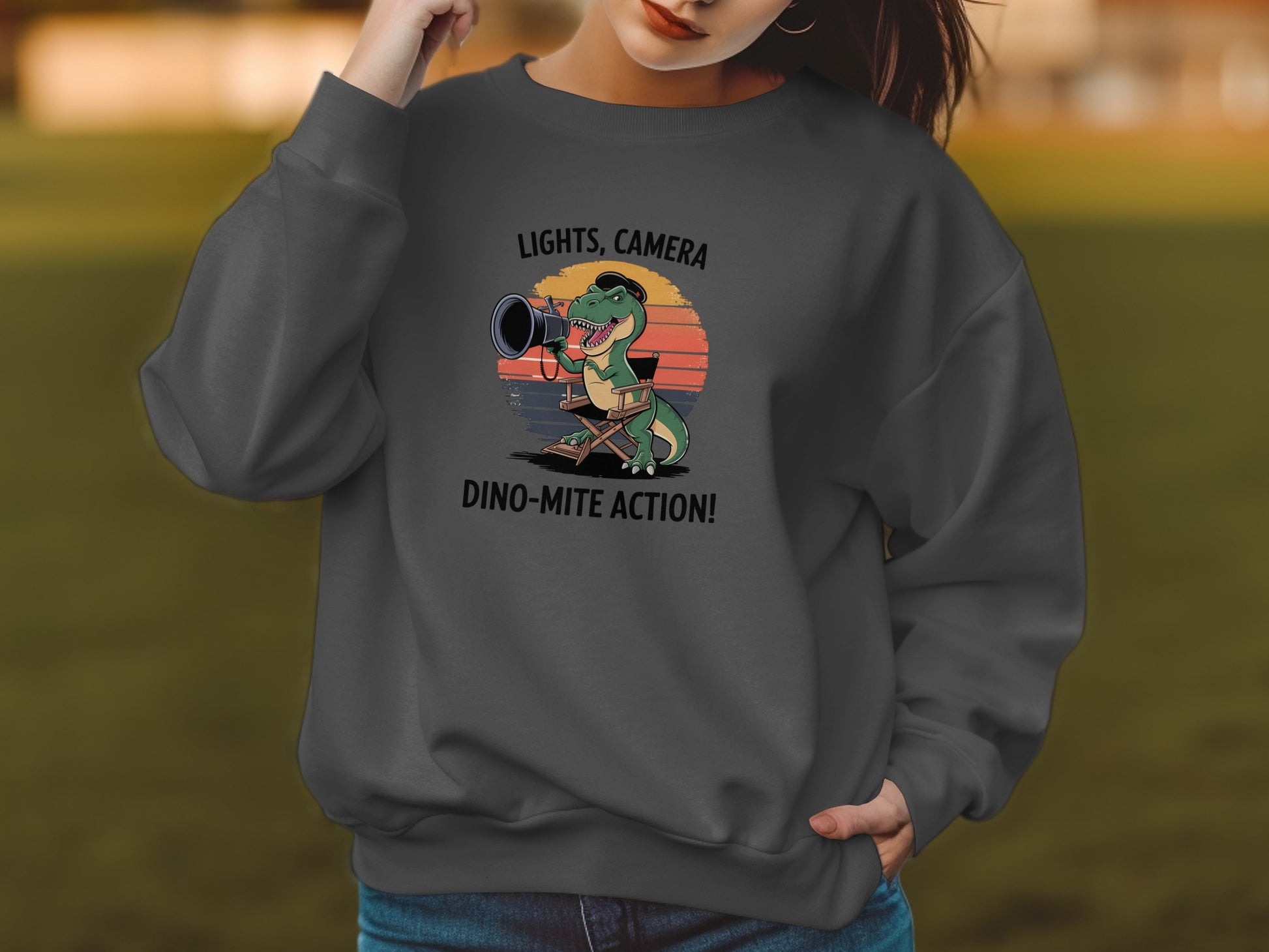 Lights Camera Dino Mite Action Dinosaur Sweatshirt product