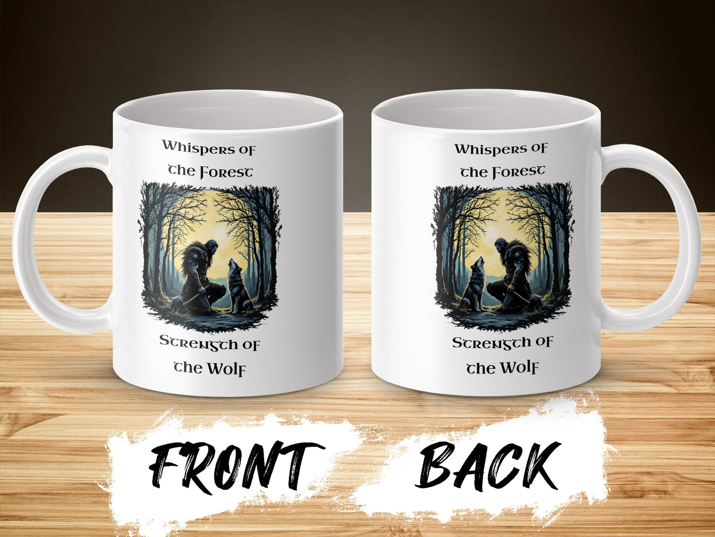 Wolf and Forest Themed Coffee Mug, Whispers of the Forest, Strength of the Wolf, Unique Ceramic Mug for Nature Lovers